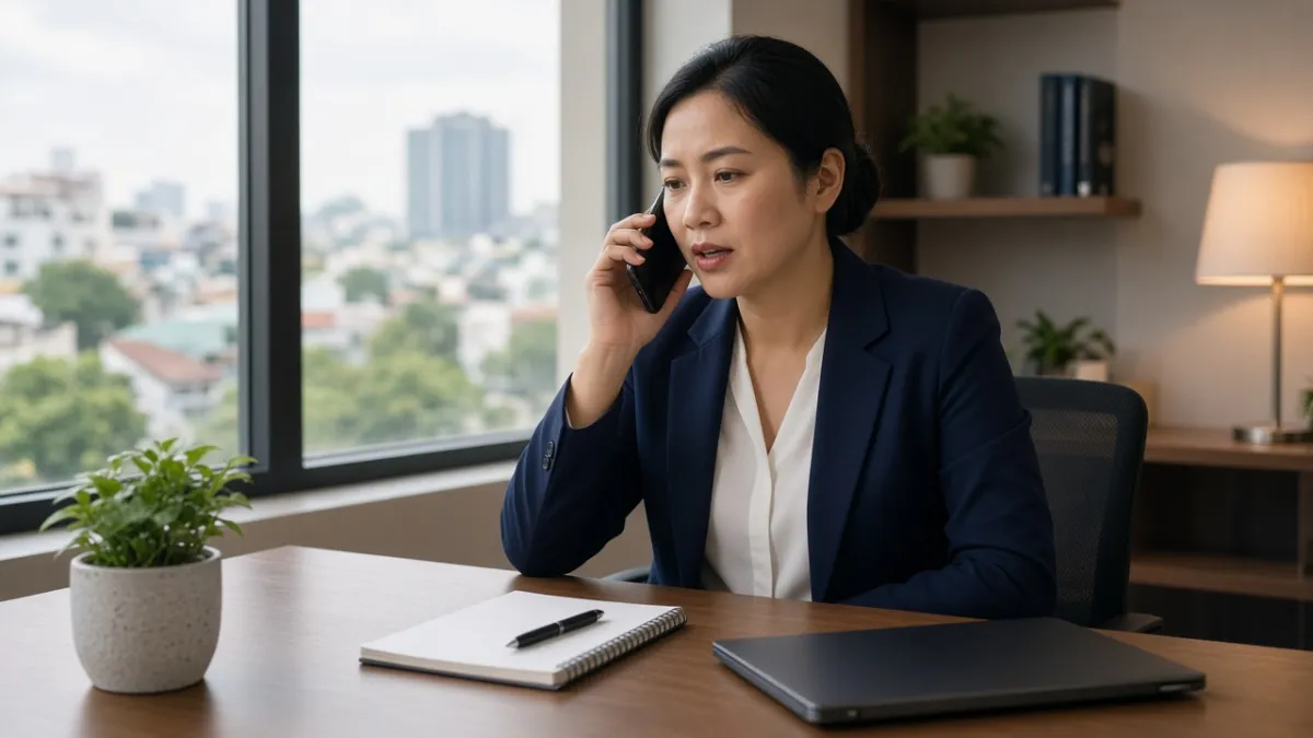 Quản lý khách sạn Việt Nam gọi điện tư vấn triển khai hệ thống quản lý trong văn phòng hiện đại.
