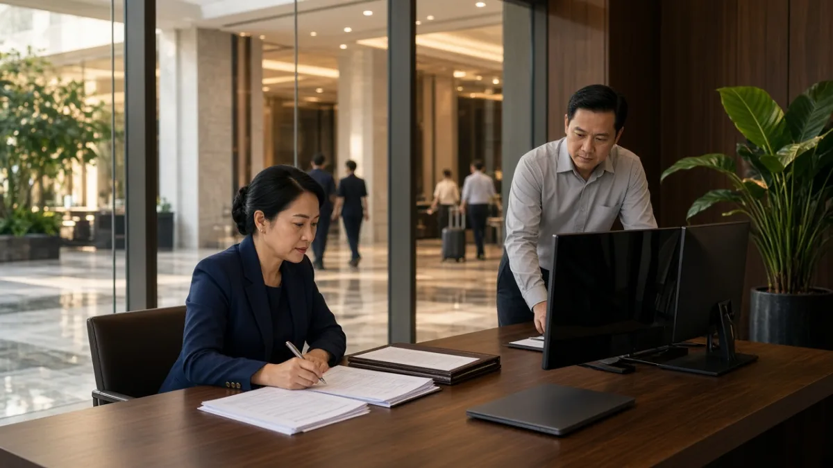 Kế toán khách sạn tại văn phòng tài chính 5 sao TP.HCM, đối chiếu báo cáo cùng hệ thống vận hành tích hợp.