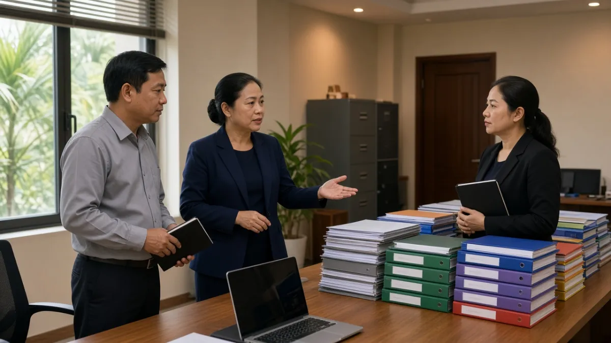 Quản lý vận hành khách sạn đào tạo cấp trung cách phân loại và phân quyền tài liệu nội bộ theo phòng ban.