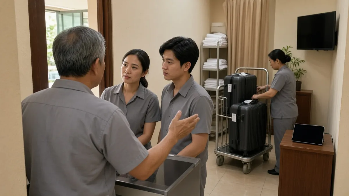 Giám sát hướng dẫn lễ tân và sắp hành lý cẩn thận để giảm lỗi trong quy trình lưu trú.