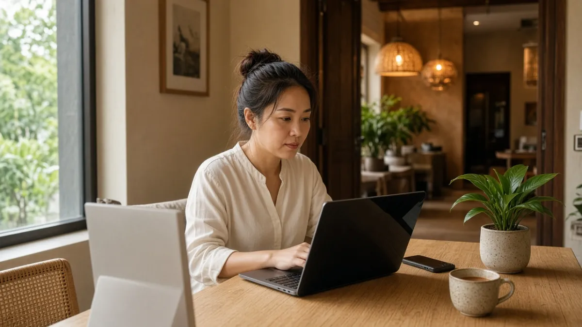 Nhân viên khách sạn Việt Nam tại bàn làm việc, tối ưu website SEO và chăm sóc khách đặt phòng trực tiếp.