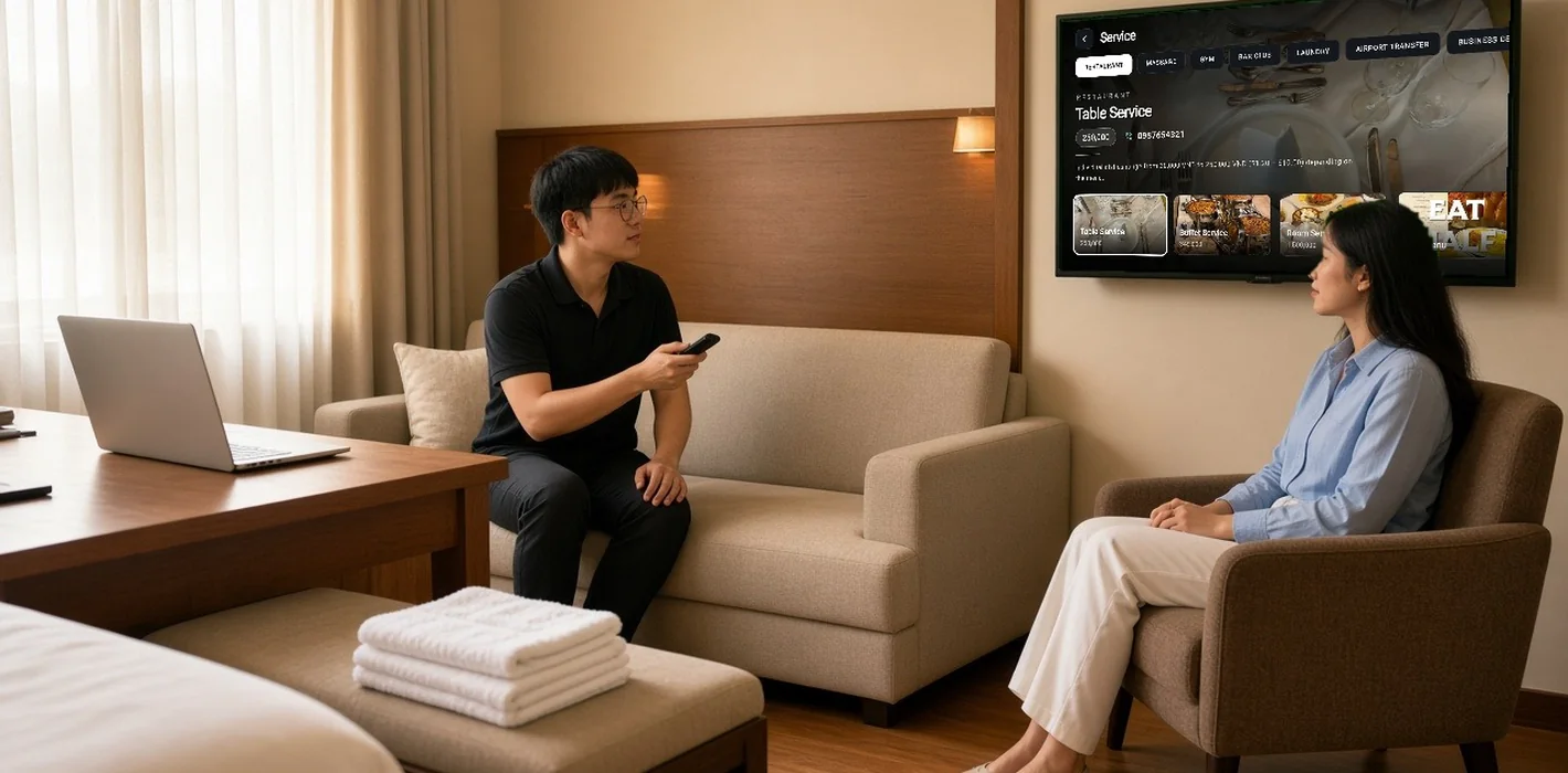 Tích Hợp Gọi Món, Đặt Spa, Book Tour Ngay Trên TV Khách Sạn